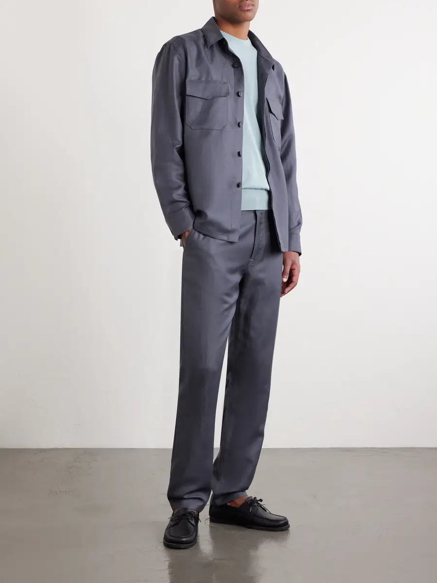 Canali Straight-Leg Wool and Linen-Blend Twill Suit Trousers - Men | Thumbnail 2 Canali Straight-Leg Wool and Linen-Blend Twill Suit Trousers - Men | Thumbnail 2