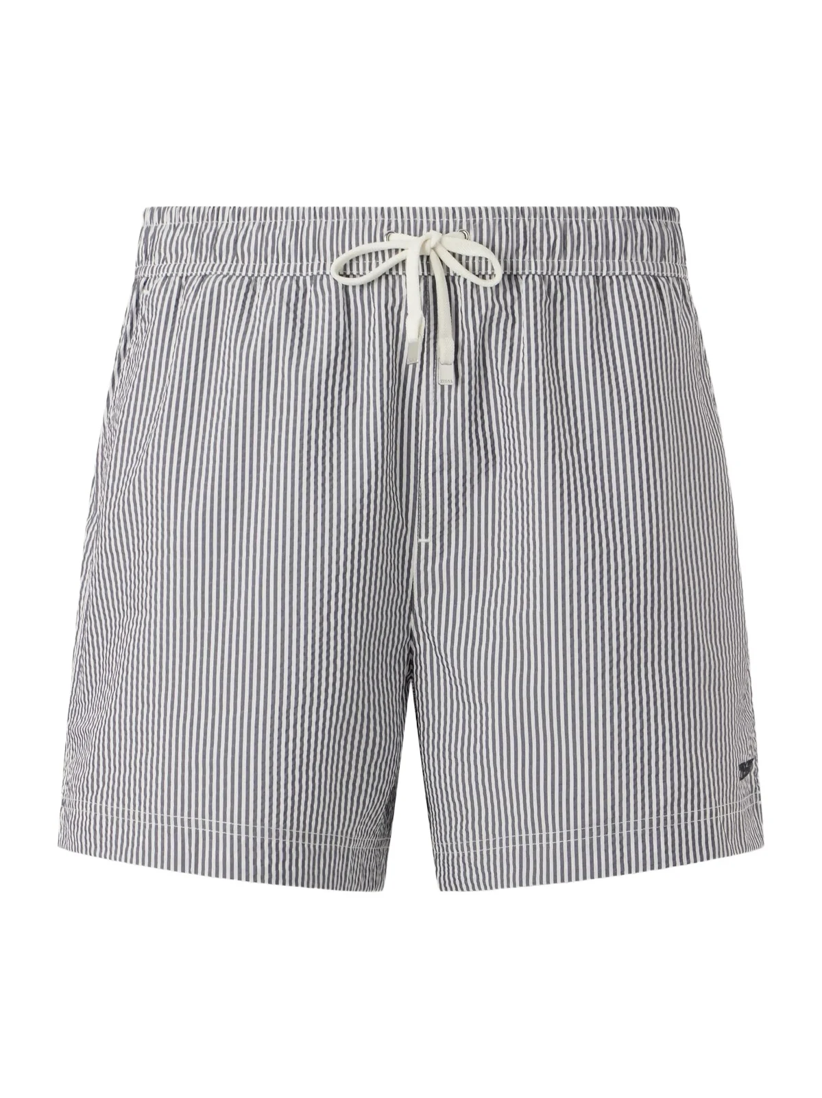 Zegna Straight-Leg Mid-Length Striped Seersucker Swim Shorts - Men