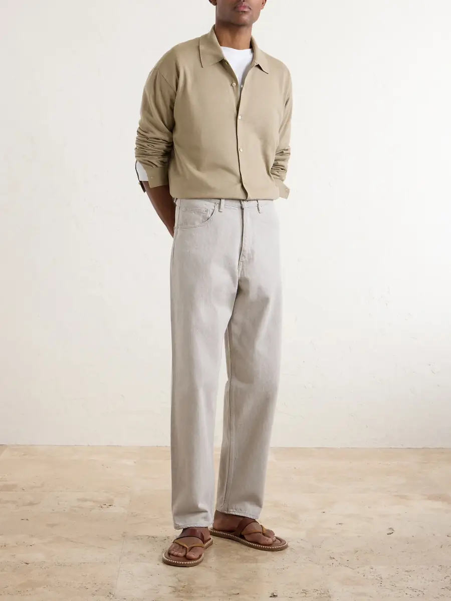 Auralee Wide-Leg Twist Brown Cotton Jeans - Men | Thumbnail 2 Auralee Wide-Leg Twist Brown Cotton Jeans - Men | Thumbnail 2