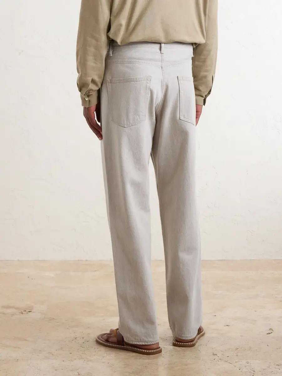 Auralee Wide-Leg Twist Brown Cotton Jeans - Men | Thumbnail 4 Auralee Wide-Leg Twist Brown Cotton Jeans - Men | Thumbnail 4