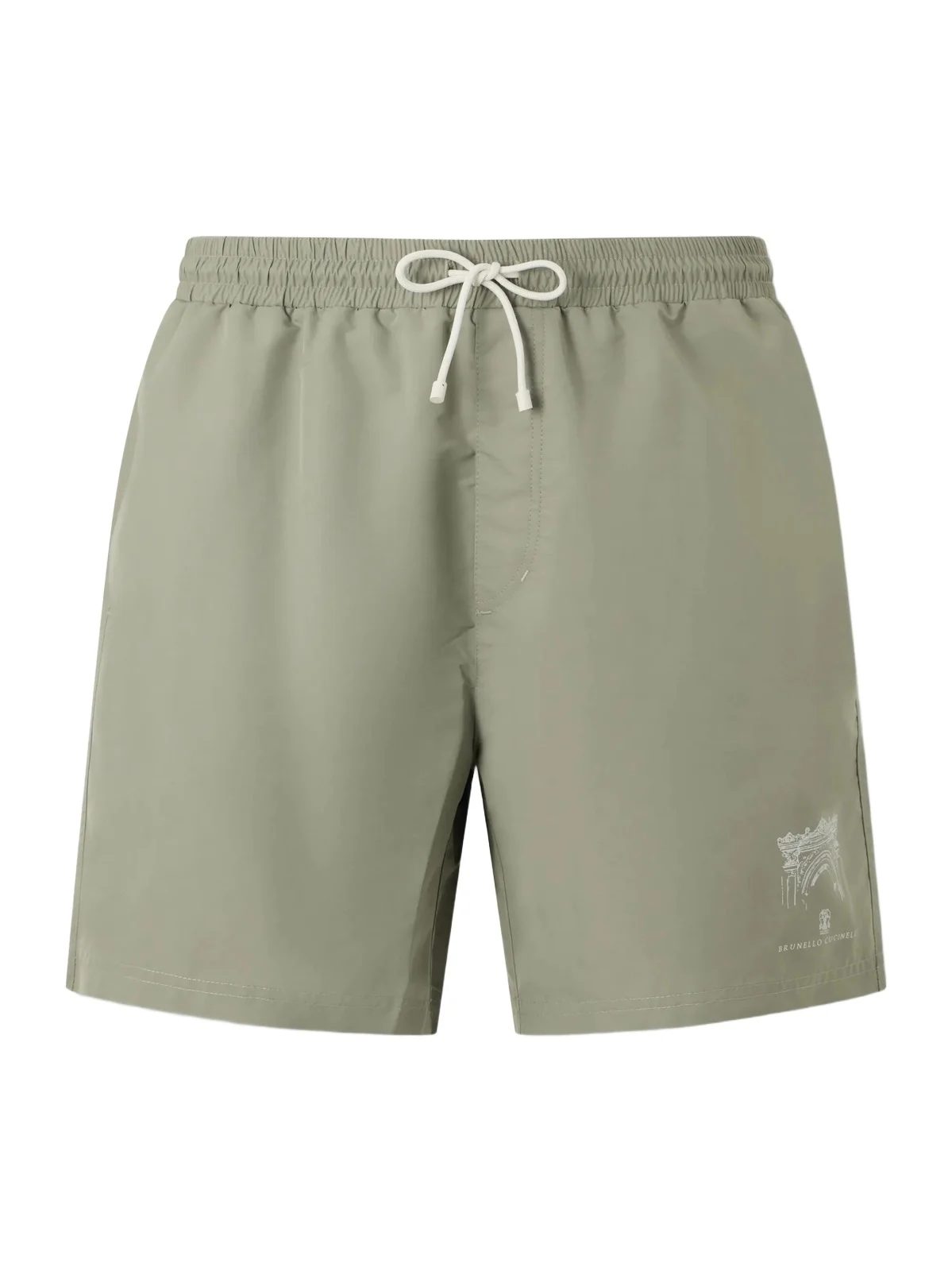 Brunello Cucinelli Straight-Leg Mid-Length Logo-Print Swim Shorts - Men