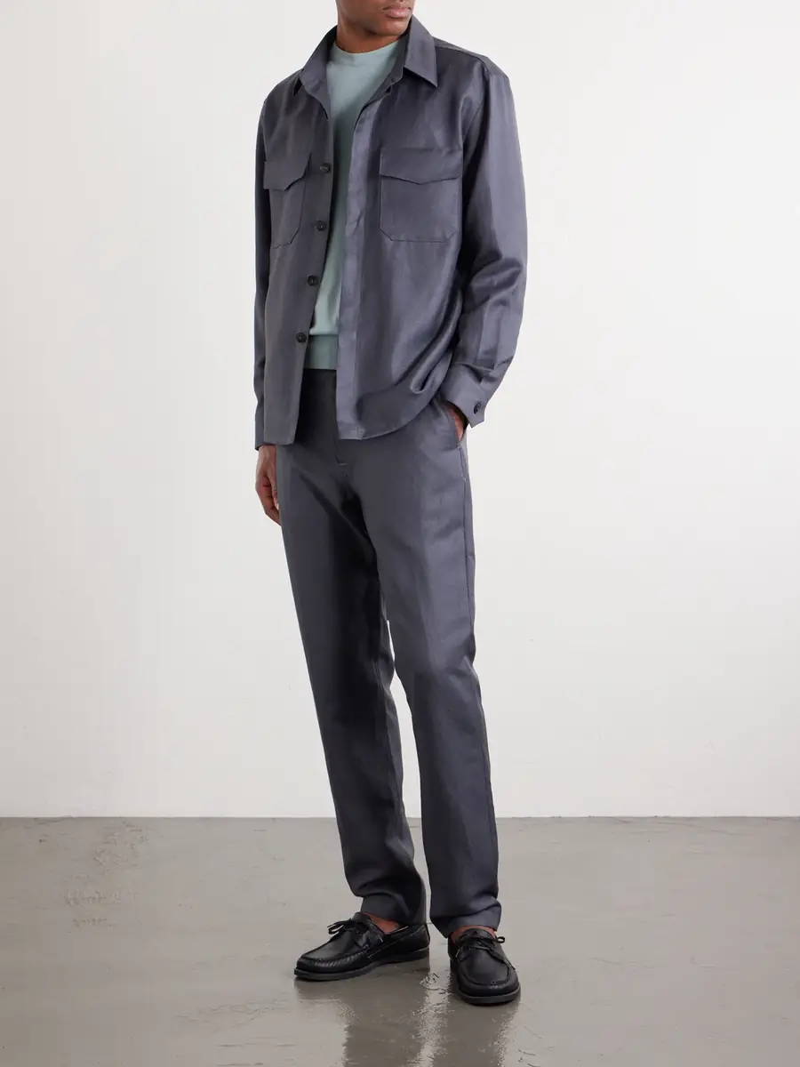 Canali Wool and Linen-Blend Twill Shirt - Men | Thumbnail 2 Canali Wool and Linen-Blend Twill Shirt - Men | Thumbnail 2
