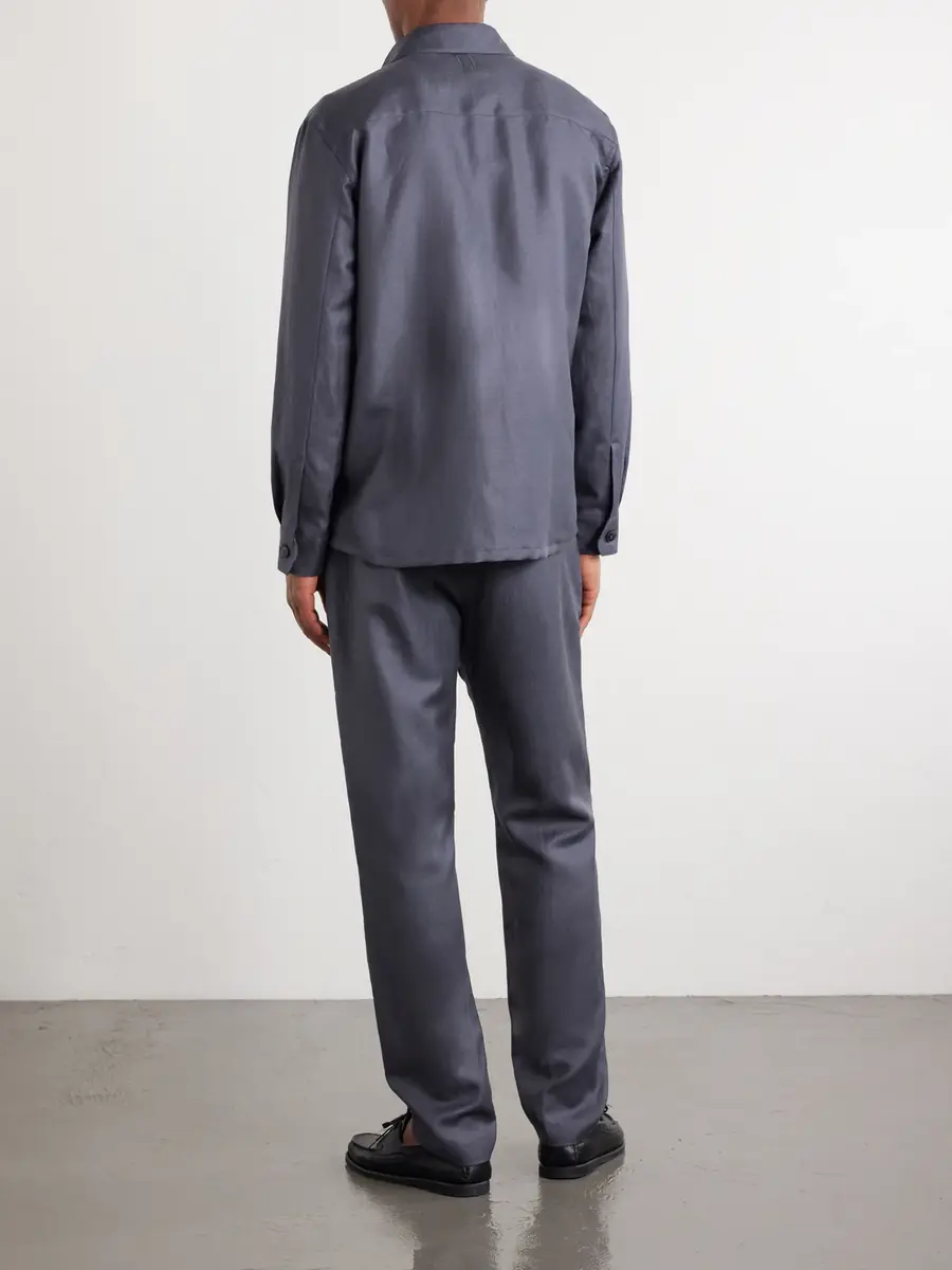 Canali Wool and Linen-Blend Twill Shirt - Men | Thumbnail 4 Canali Wool and Linen-Blend Twill Shirt - Men | Thumbnail 4