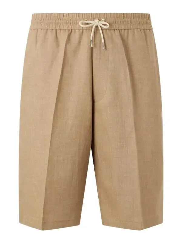 Pleated Linen Drawstring Shorts - Men Pleated Linen Drawstring Shorts - Men