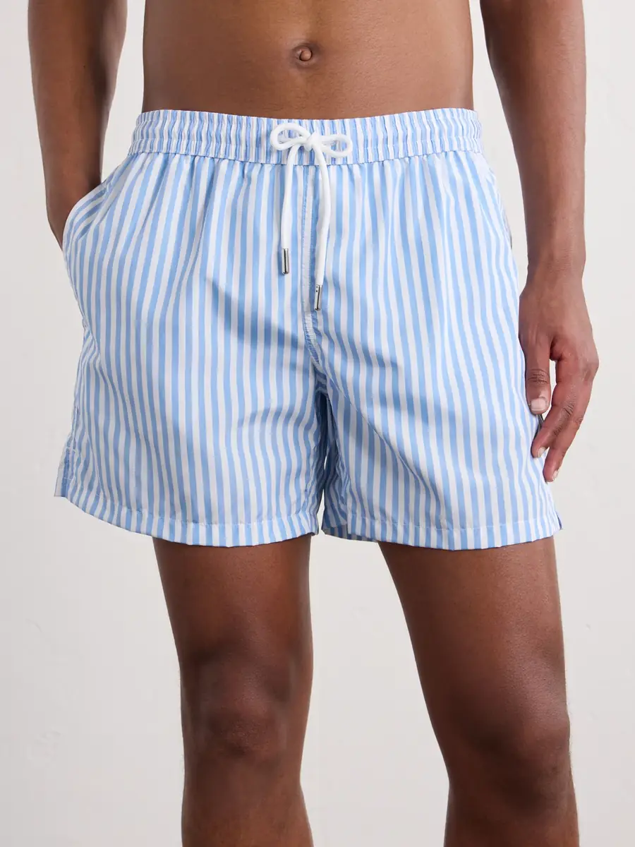 Thom Sweeney Straight-Leg Mid-Length Striped Swim Shorts - Men | Thumbnail 2