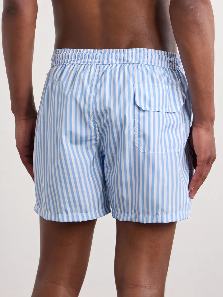 Thom Sweeney Straight-Leg Mid-Length Striped Swim Shorts - Men | Thumbnail 3