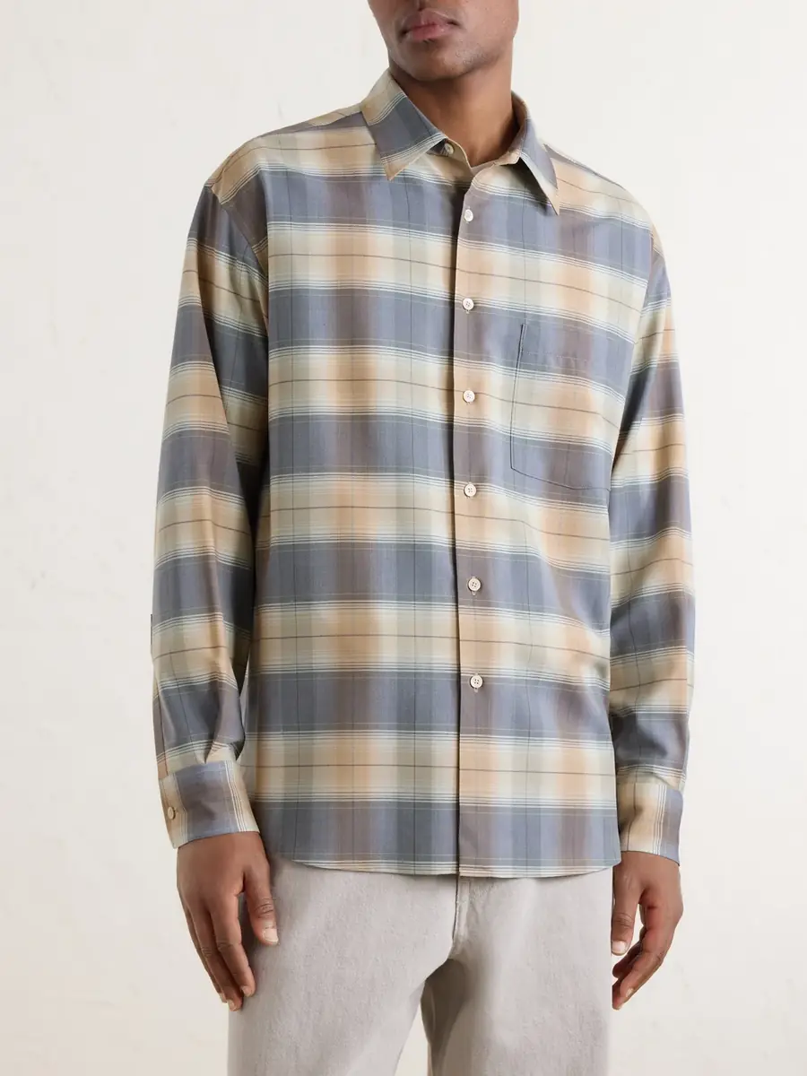 Auralee Checked Wool-Poplin Shirt - Men | Thumbnail 3
