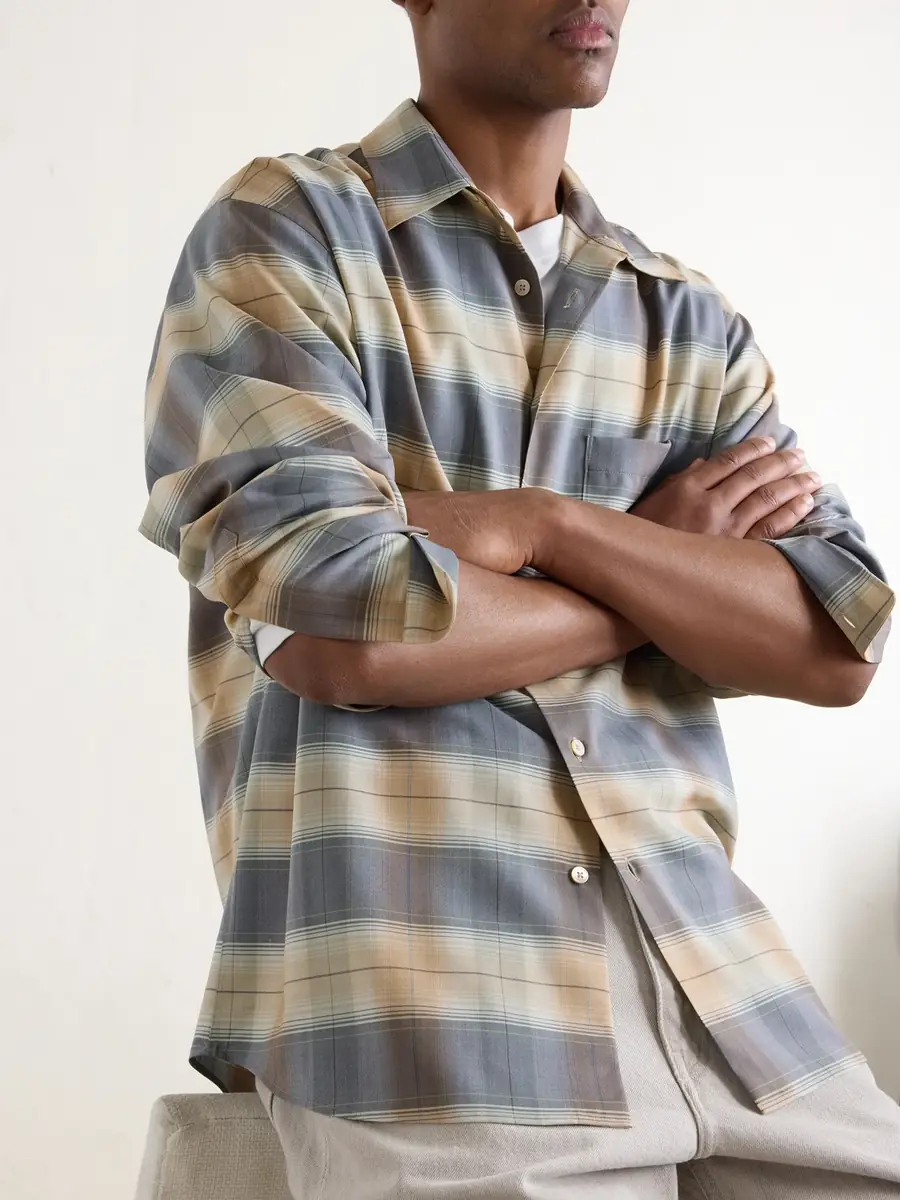 Auralee Checked Wool-Poplin Shirt - Men | Thumbnail 5