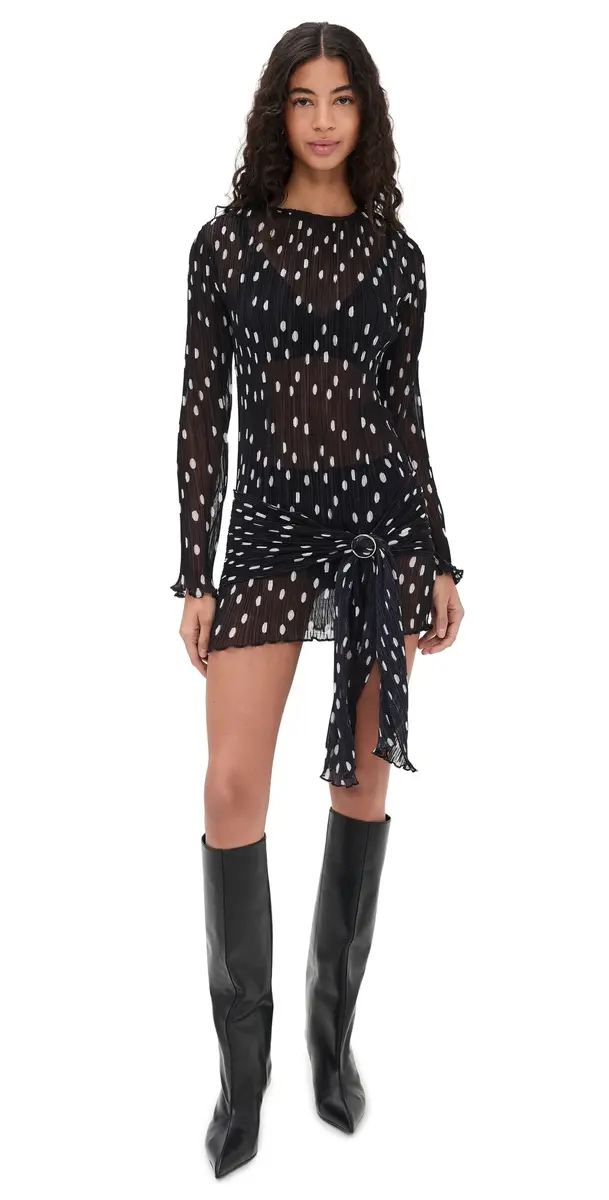 LIONESS Ford Mini Dress Noir Polka | Image 1 LIONESS Ford Mini Dress Noir Polka | Image 1