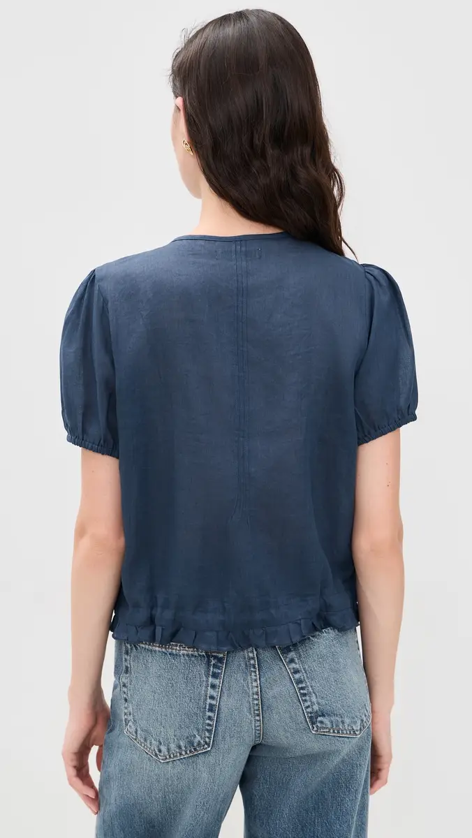 Alex Mill Brittnay Top in Ramie Navy | Thumbnail 3 Alex Mill Brittnay Top in Ramie Navy | Thumbnail 3