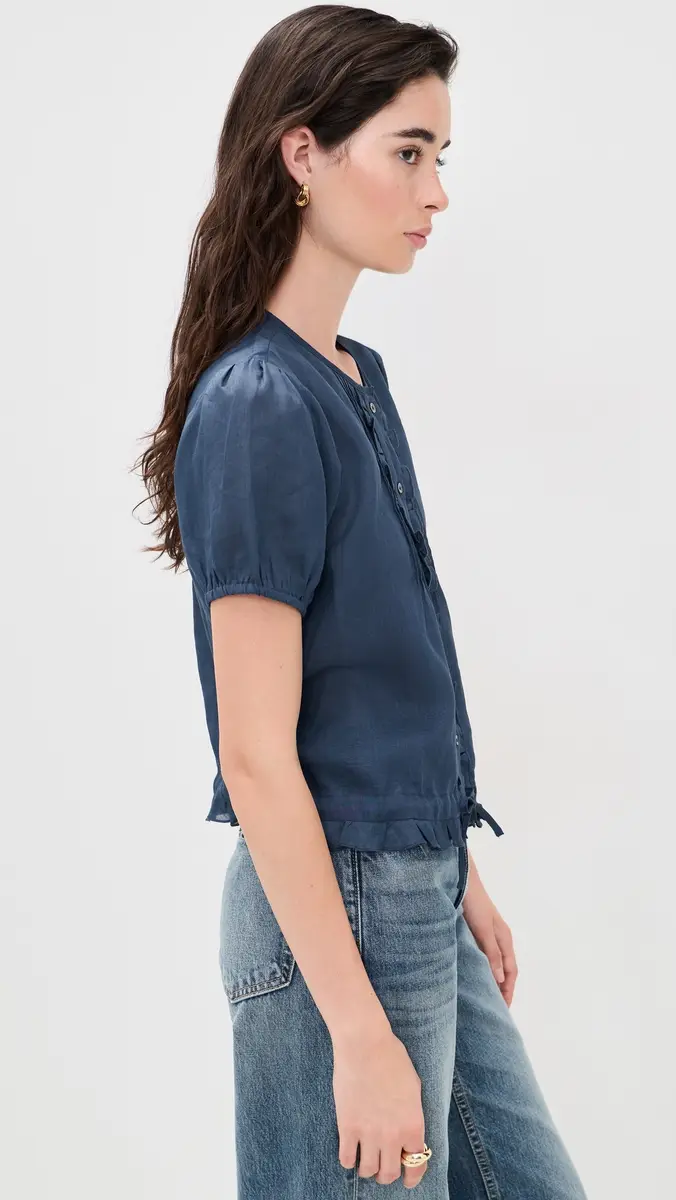 Alex Mill Brittnay Top in Ramie Navy | Thumbnail 4 Alex Mill Brittnay Top in Ramie Navy | Thumbnail 4