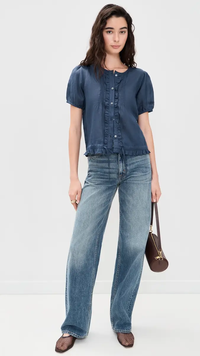Alex Mill Brittnay Top in Ramie Navy | Thumbnail 5 Alex Mill Brittnay Top in Ramie Navy | Thumbnail 5