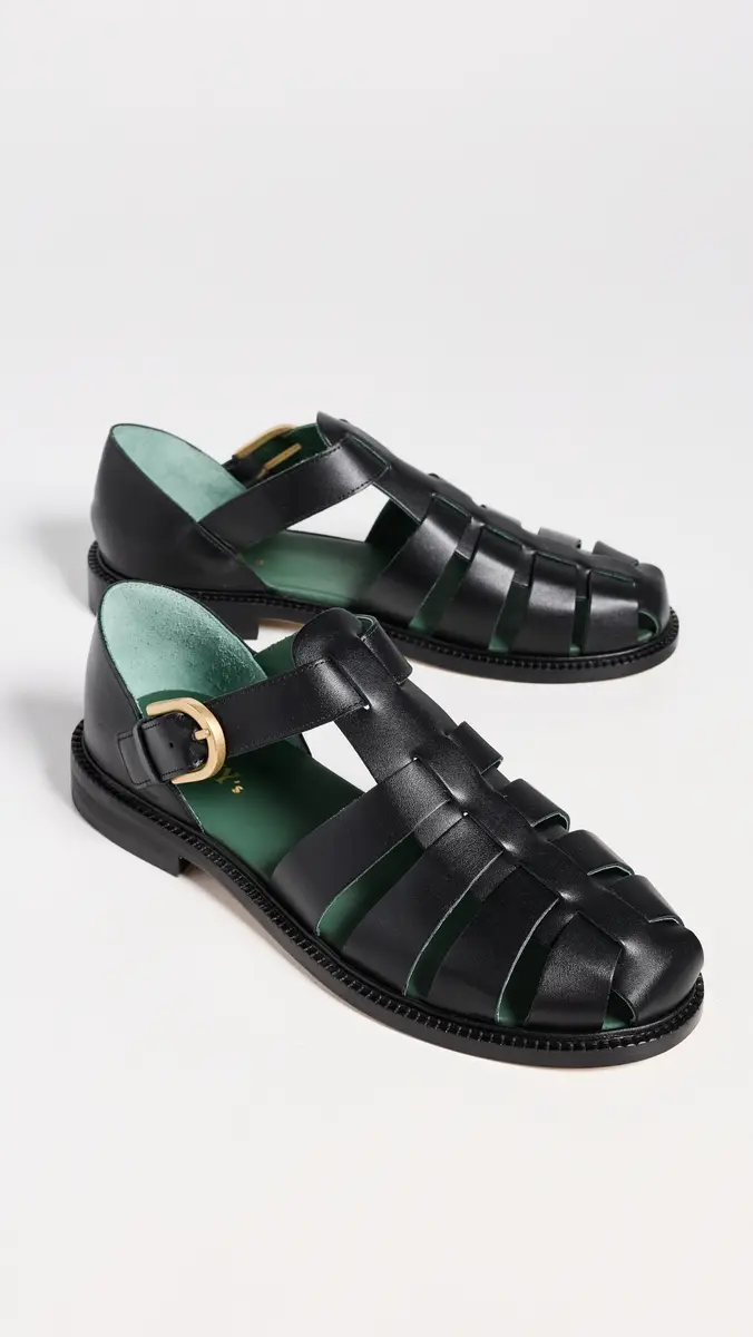 Vinny's Leather Fisherman Sandals Black Nappa | Thumbnail 4 Vinny's Leather Fisherman Sandals Black Nappa | Thumbnail 4
