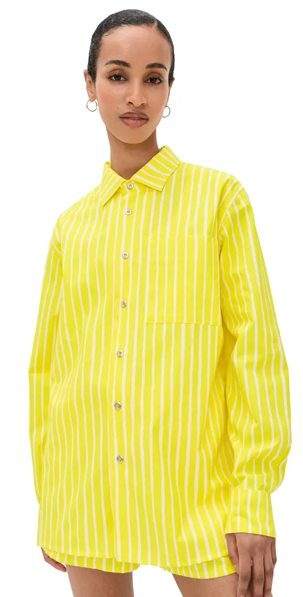 Marimekko Jokapoika Kioski Button Down Shirt Yellow/White | Image 1 Marimekko Jokapoika Kioski Button Down Shirt Yellow/White | Image 1