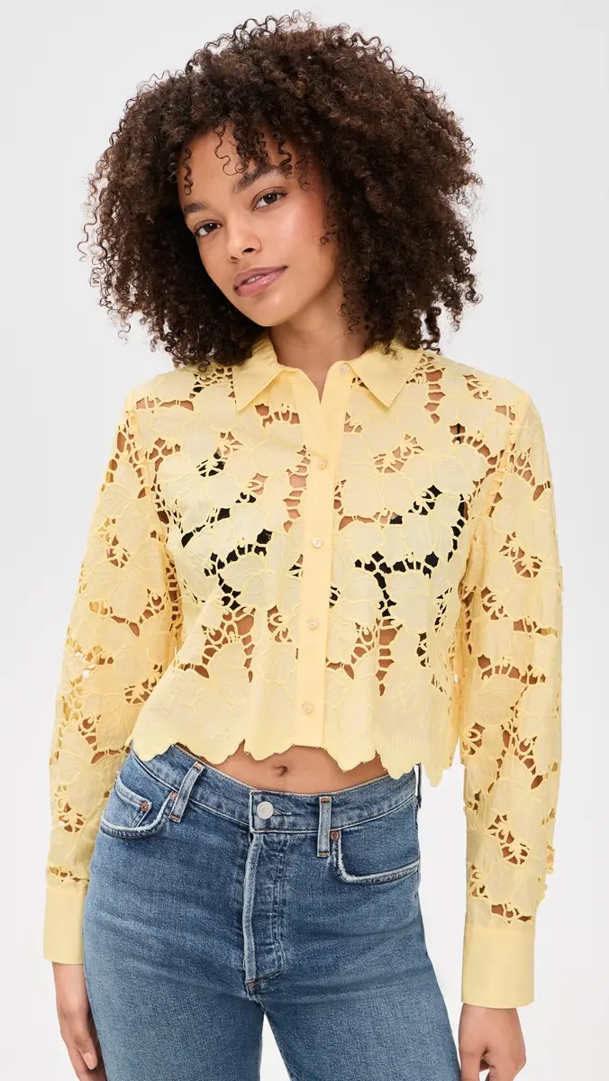 L'Agence Seychelle Cropped Button Down | Thumbnail 2