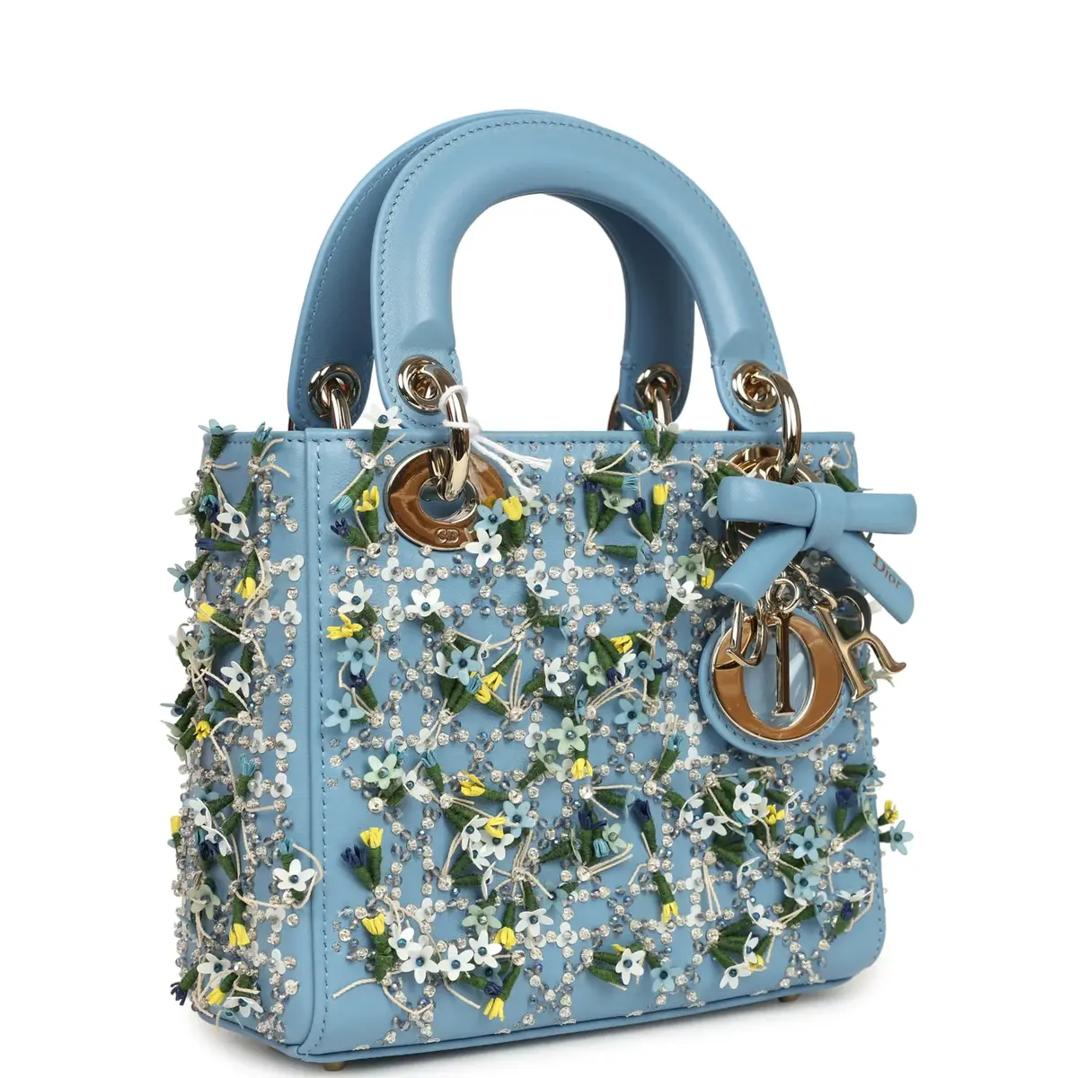 Dior Christian Dior Mini Lady Dior Bag "3D Garden" Blue Multi Embellished Lambskin Light Gold Hardware | Thumbnail 2 Dior Christian Dior Mini Lady Dior Bag "3D Garden" Blue Multi Embellished Lambskin Light Gold Hardware | Thumbnail 2