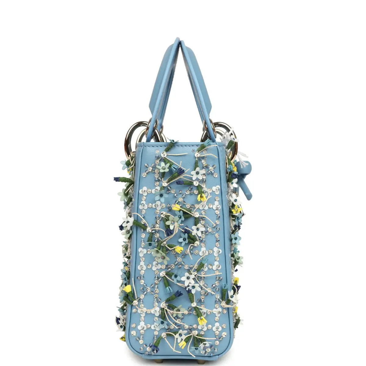 Dior Christian Dior Mini Lady Dior Bag "3D Garden" Blue Multi Embellished Lambskin Light Gold Hardware | Thumbnail 3 Dior Christian Dior Mini Lady Dior Bag "3D Garden" Blue Multi Embellished Lambskin Light Gold Hardware | Thumbnail 3