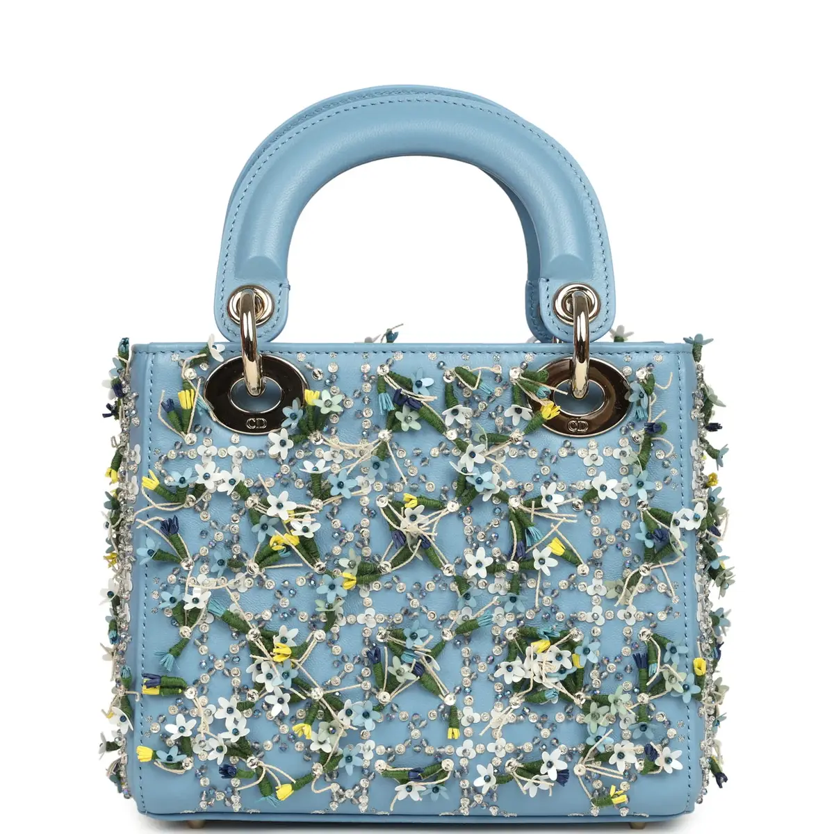 Dior Christian Dior Mini Lady Dior Bag "3D Garden" Blue Multi Embellished Lambskin Light Gold Hardware | Thumbnail 4 Dior Christian Dior Mini Lady Dior Bag "3D Garden" Blue Multi Embellished Lambskin Light Gold Hardware | Thumbnail 4