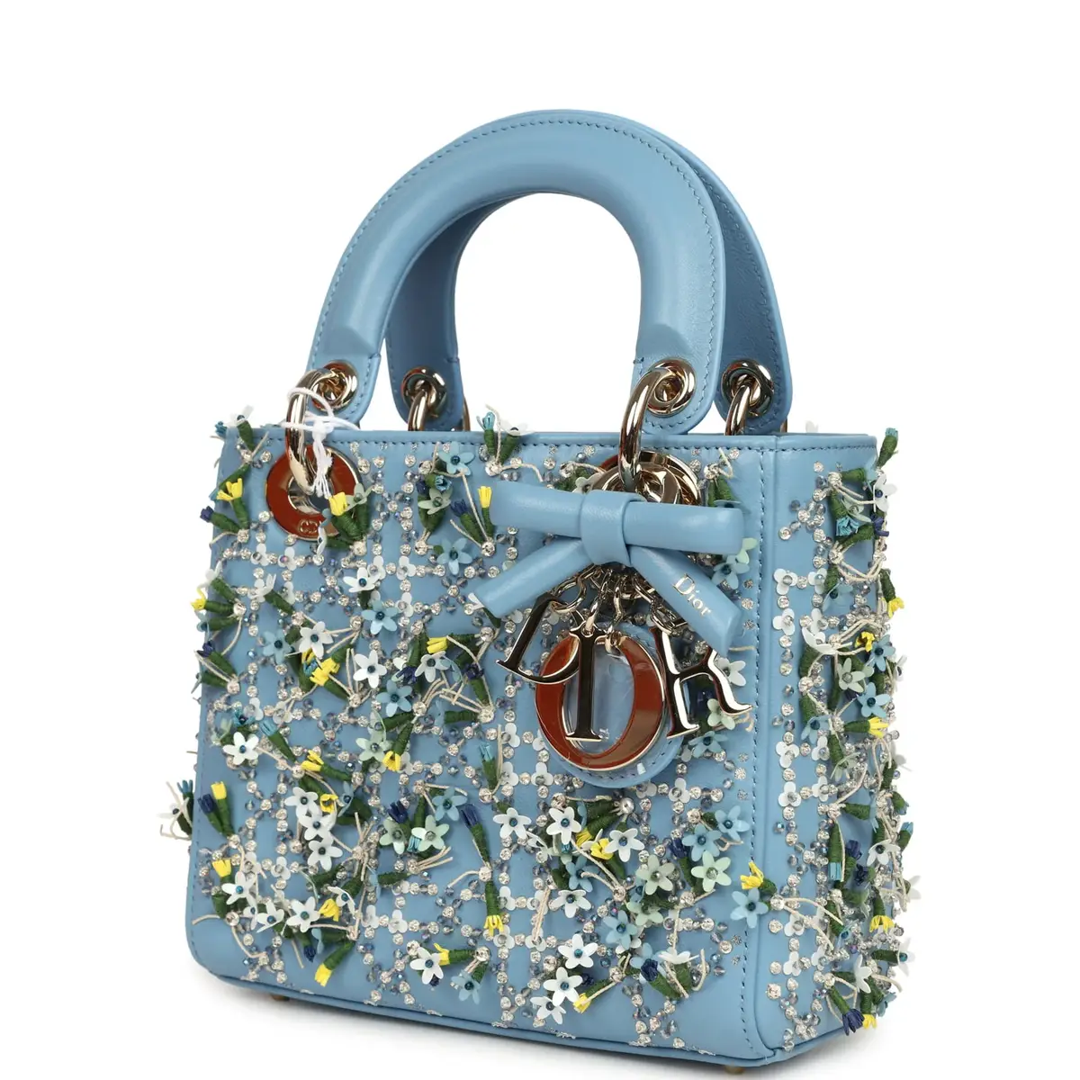 Dior Christian Dior Mini Lady Dior Bag "3D Garden" Blue Multi Embellished Lambskin Light Gold Hardware | Thumbnail 5 Dior Christian Dior Mini Lady Dior Bag "3D Garden" Blue Multi Embellished Lambskin Light Gold Hardware | Thumbnail 5