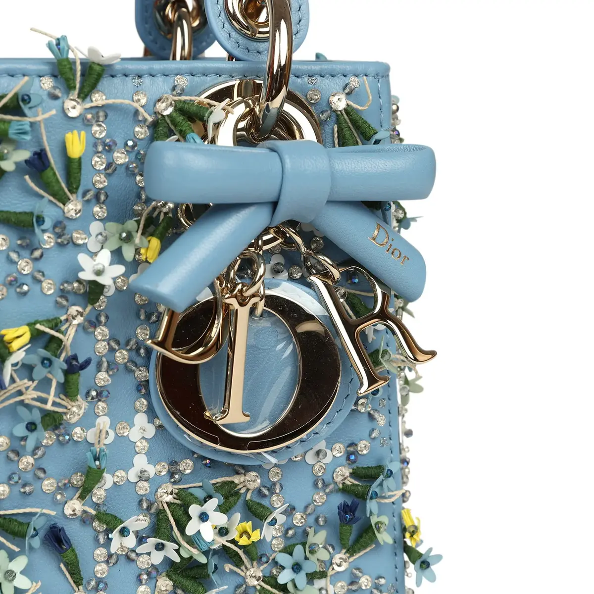 Dior Christian Dior Mini Lady Dior Bag "3D Garden" Blue Multi Embellished Lambskin Light Gold Hardware | Thumbnail 7 Dior Christian Dior Mini Lady Dior Bag "3D Garden" Blue Multi Embellished Lambskin Light Gold Hardware | Thumbnail 7