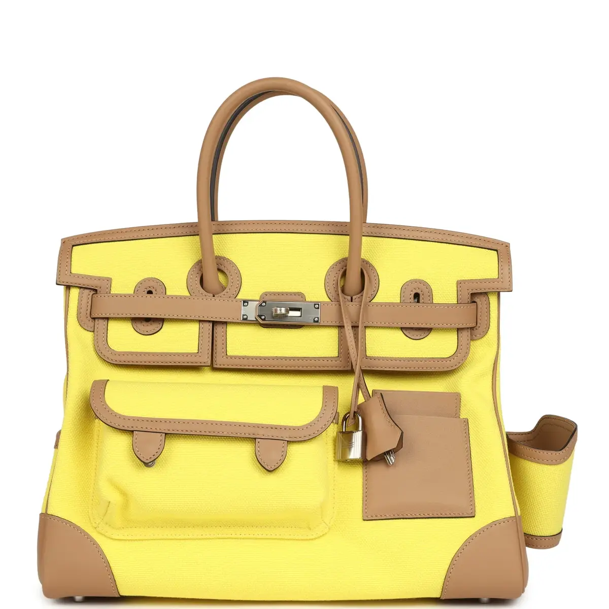 HERMÈS Hermes Birkin Cargo 35 Jaune Citron Toile and Chai Swift Palladium Hardware | Image 1 HERMÈS Hermes Birkin Cargo 35 Jaune Citron Toile and Chai Swift Palladium Hardware | Image 1