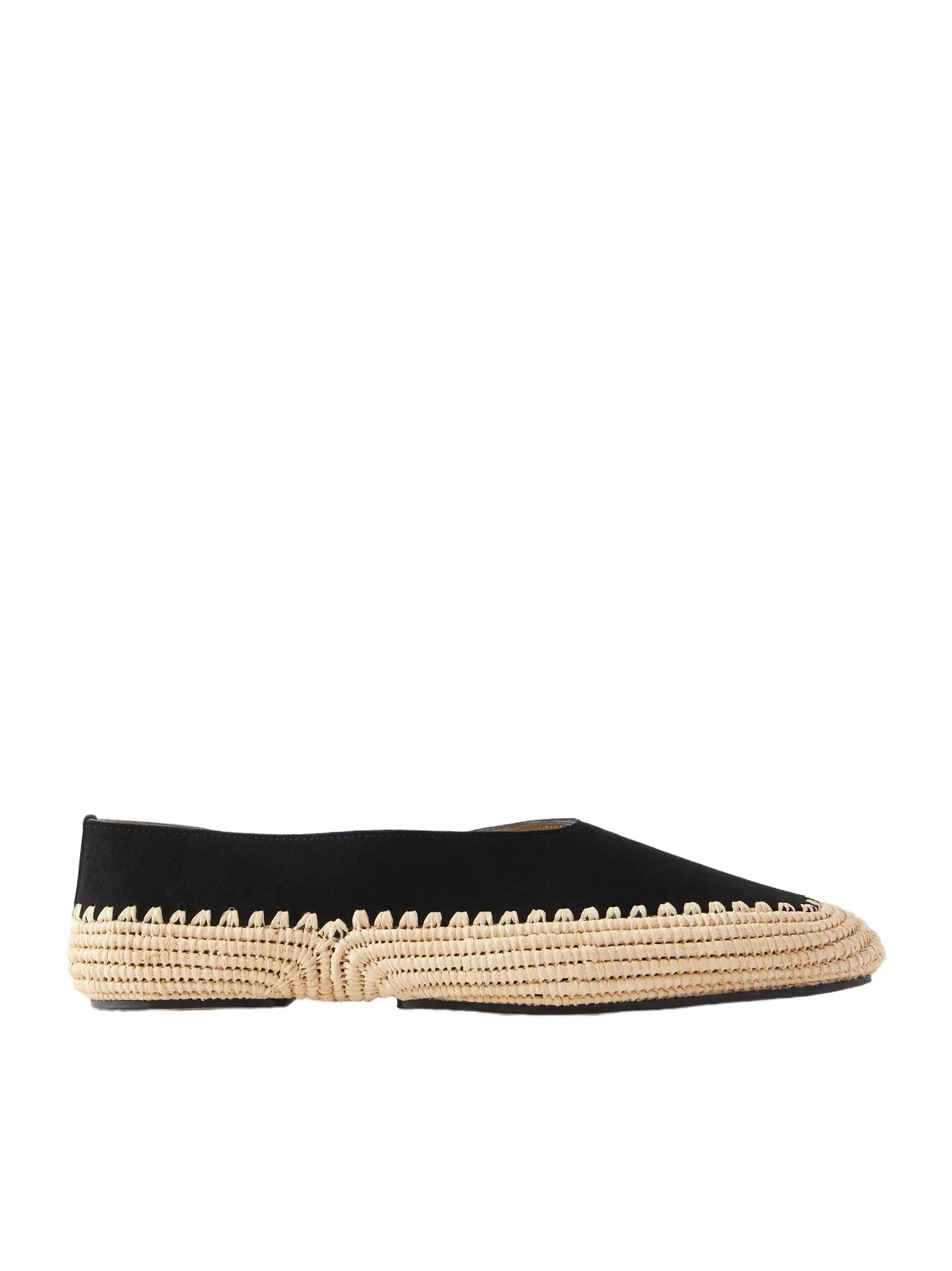 Strength Suede And Raffia Flat - Black