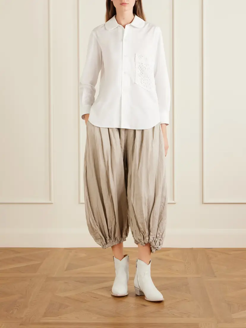 Comme des Garçons Crochet-trimmed Cotton-poplin Shirt | Thumbnail 2 Comme des Garçons Crochet-trimmed Cotton-poplin Shirt | Thumbnail 2