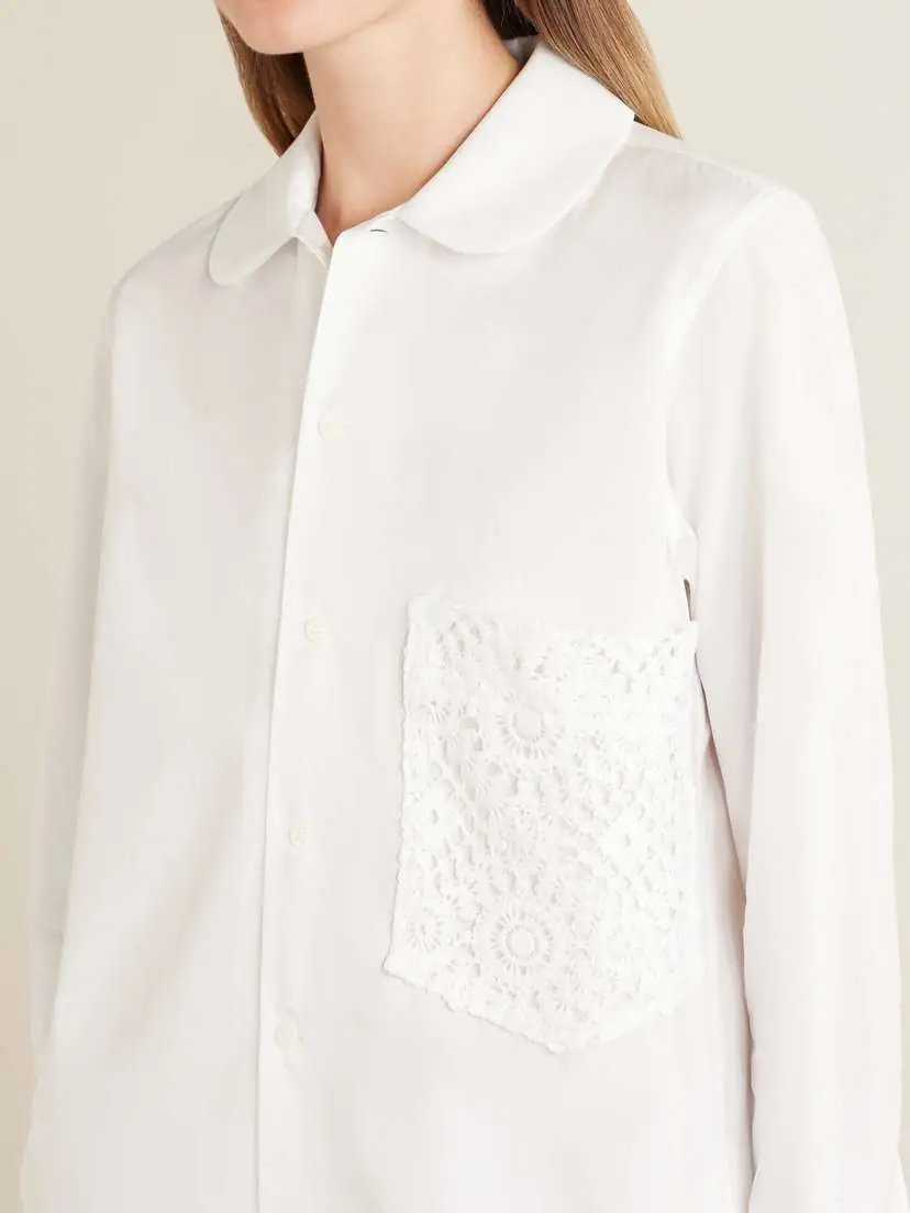 Comme des Garçons Crochet-trimmed Cotton-poplin Shirt | Thumbnail 4 Comme des Garçons Crochet-trimmed Cotton-poplin Shirt | Thumbnail 4