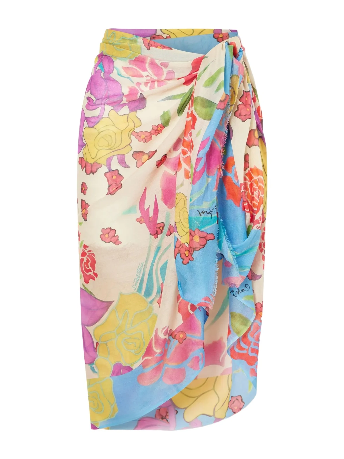 Donde Esteban Flores Floral-printed Cotton And Modal-blend Pareo - Multi