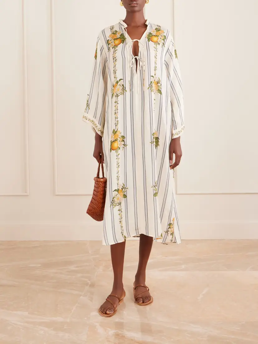Agua by Agua Bendita Datil Striped Floral-print Gauze Coverup | Thumbnail 2 Agua by Agua Bendita Datil Striped Floral-print Gauze Coverup | Thumbnail 2