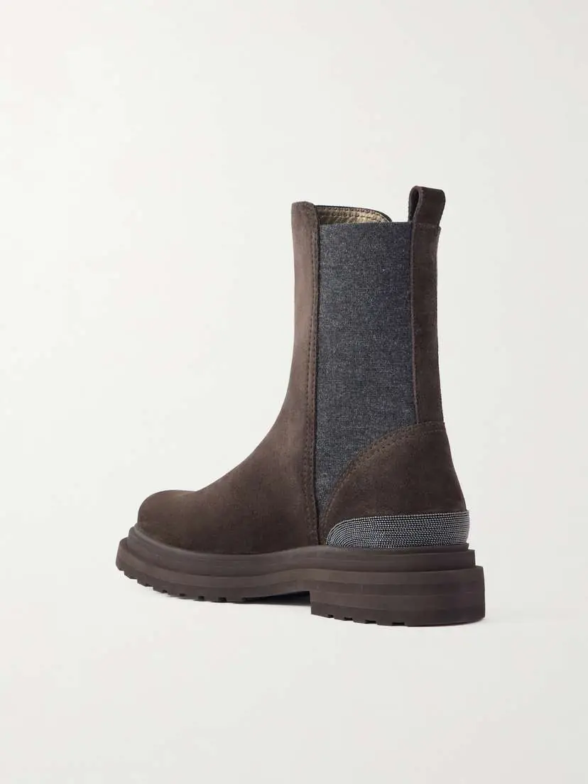 Brunello Cucinelli Bead-embellished Suede Chelsea Boots | Thumbnail 3
