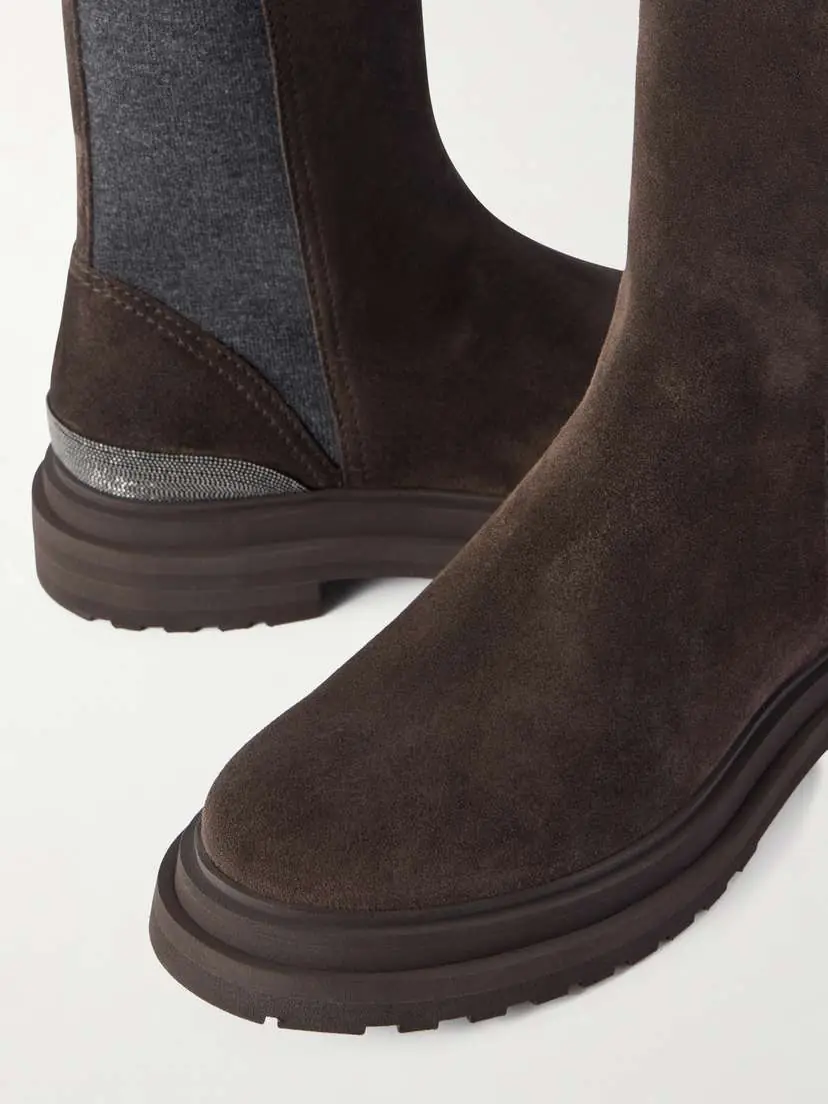 Brunello Cucinelli Bead-embellished Suede Chelsea Boots | Thumbnail 5