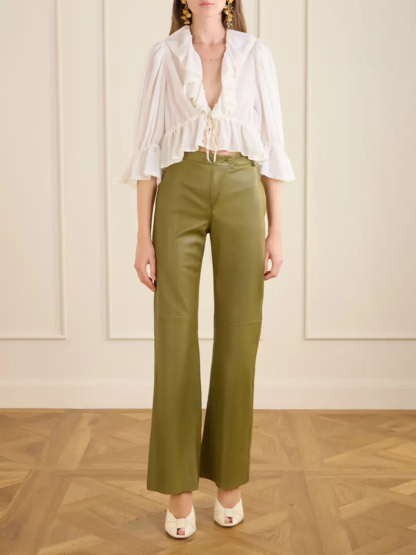 Chloé High-rise Paneled Leather Straight-leg Pants | Thumbnail 2 Chloé High-rise Paneled Leather Straight-leg Pants | Thumbnail 2