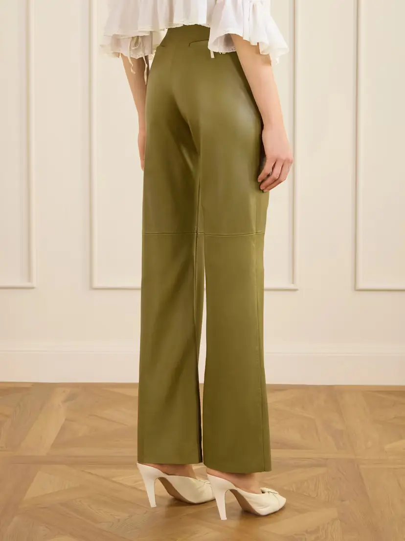 Chloé High-rise Paneled Leather Straight-leg Pants | Thumbnail 4 Chloé High-rise Paneled Leather Straight-leg Pants | Thumbnail 4