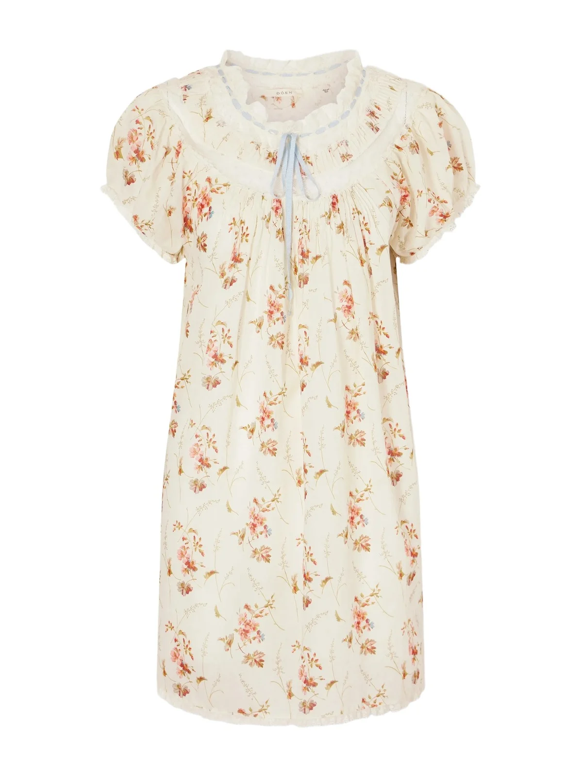 Daphne Lace-trimmed Pintucked Floral-print Organic Cotton-voile Mini Dress