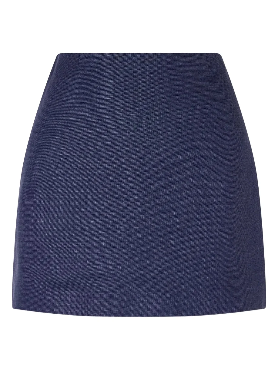 Nightbreak Linen, Wool And Silk-blend Mini Skirt
