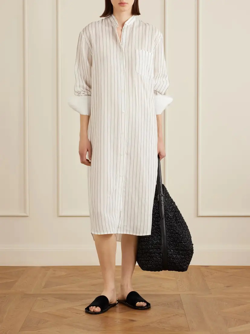 TOTEME Striped Voile Midi Dress | Thumbnail 2