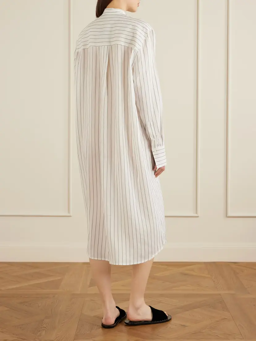 TOTEME Striped Voile Midi Dress | Thumbnail 3
