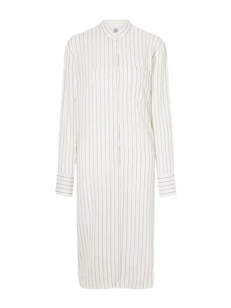 TOTEME Striped Voile Midi Dress | Image 1 TOTEME Striped Voile Midi Dress | Image 1