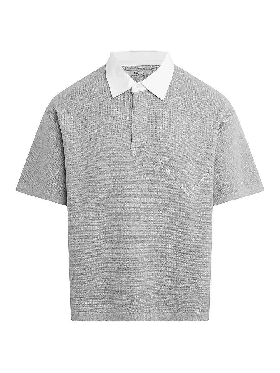 Hudson Jeans Men's Double-Knit Polo Shirt - Cabana - Size Small | Image 1 Hudson Jeans Men's Double-Knit Polo Shirt - Cabana - Size Small | Image 1