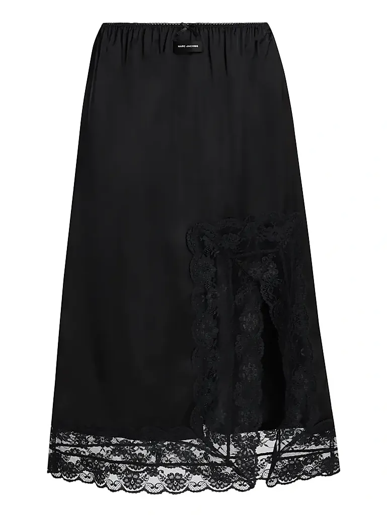 Women's Lace-Trimmed Satin Slip Midi-Skirt Women's Lace-Trimmed Satin Slip Midi-Skirt