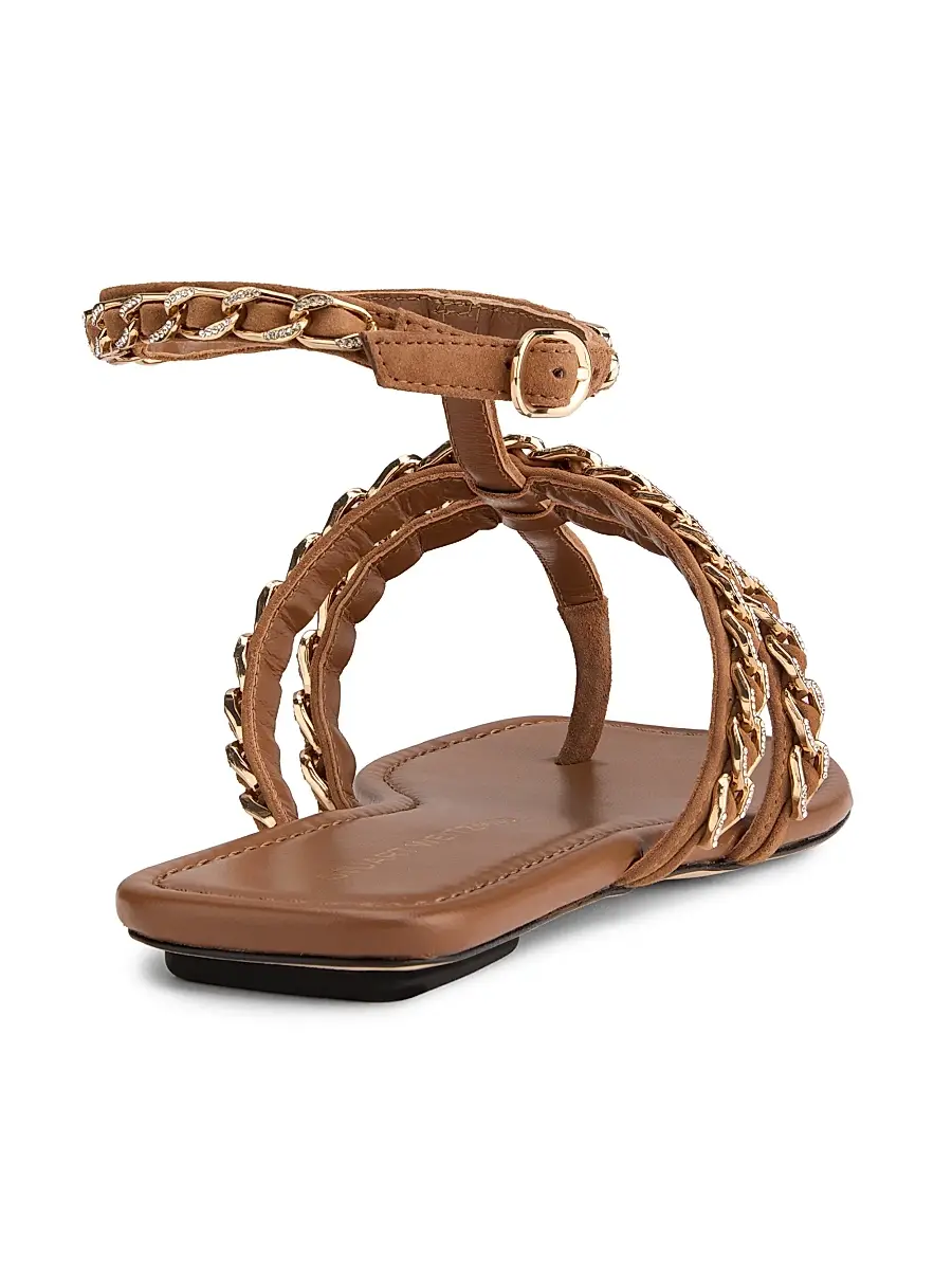 Stuart Weitzman Women's Soluxe Chain-Strap Suede Sandals | Thumbnail 3 Stuart Weitzman Women's Soluxe Chain-Strap Suede Sandals | Thumbnail 3
