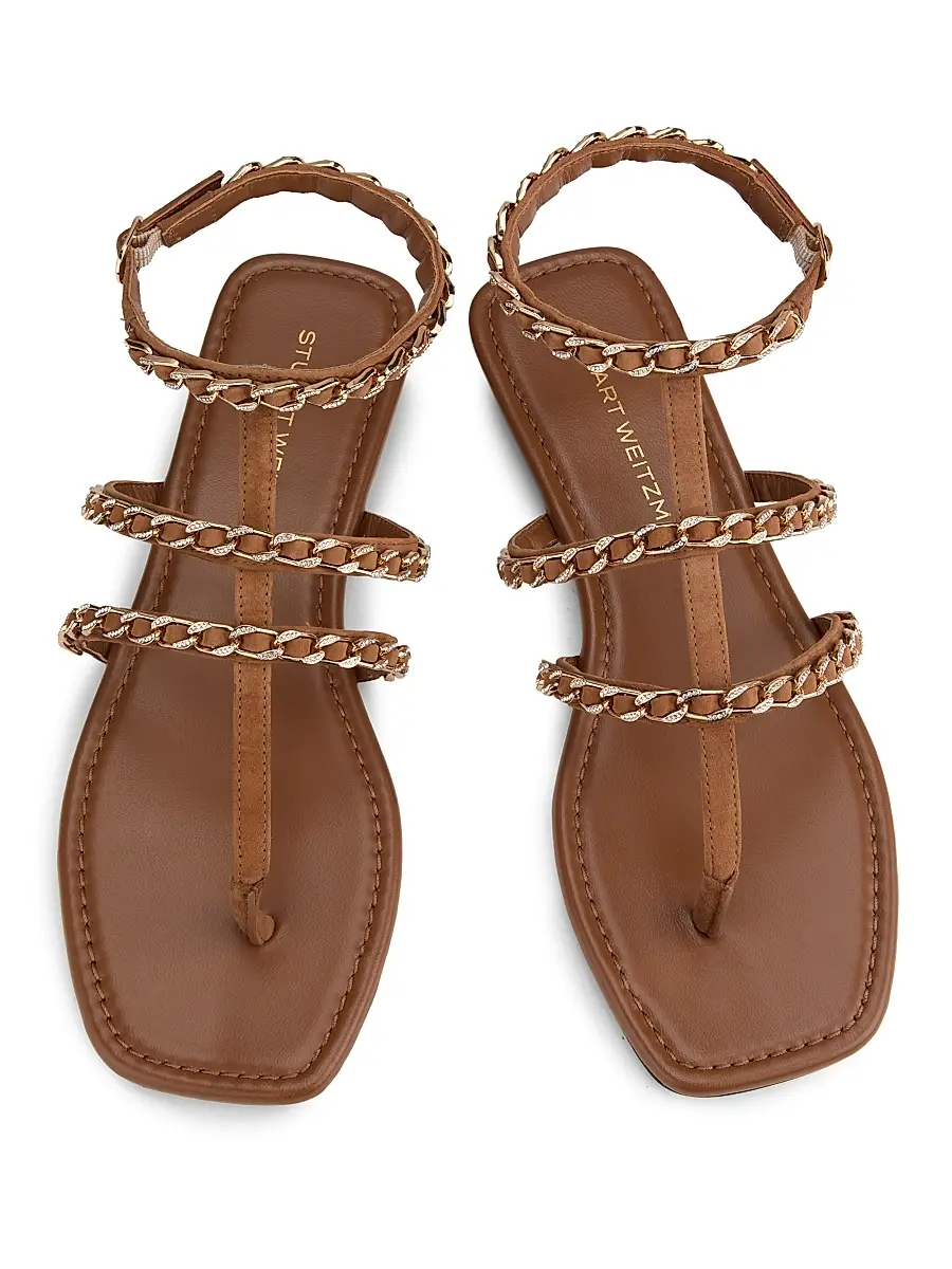 Stuart Weitzman Women's Soluxe Chain-Strap Suede Sandals | Thumbnail 4 Stuart Weitzman Women's Soluxe Chain-Strap Suede Sandals | Thumbnail 4