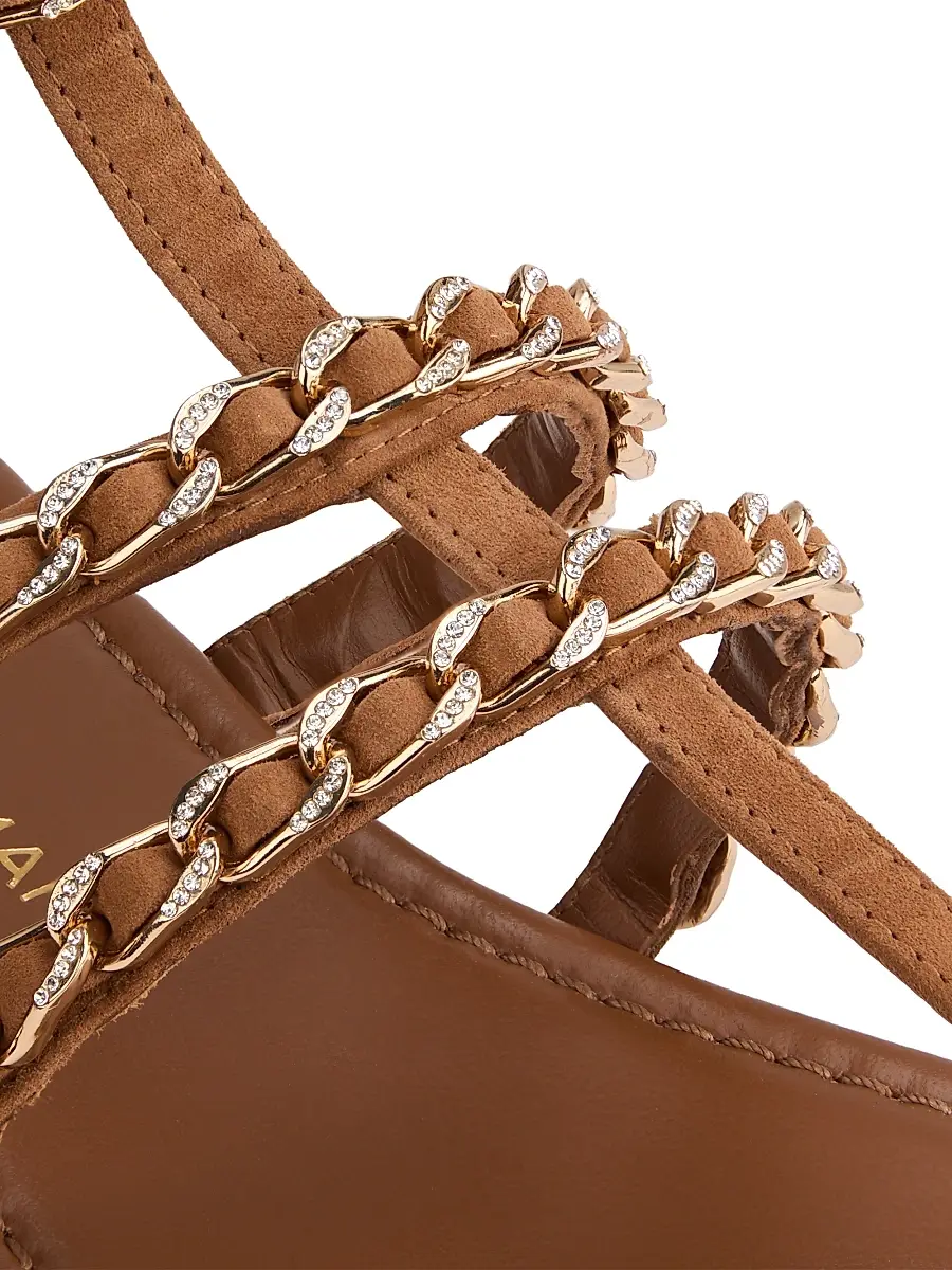 Stuart Weitzman Women's Soluxe Chain-Strap Suede Sandals | Thumbnail 5 Stuart Weitzman Women's Soluxe Chain-Strap Suede Sandals | Thumbnail 5