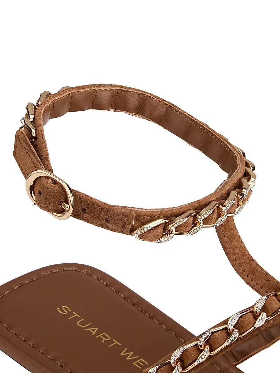 Stuart Weitzman Women's Soluxe Chain-Strap Suede Sandals | Thumbnail 6 Stuart Weitzman Women's Soluxe Chain-Strap Suede Sandals | Thumbnail 6