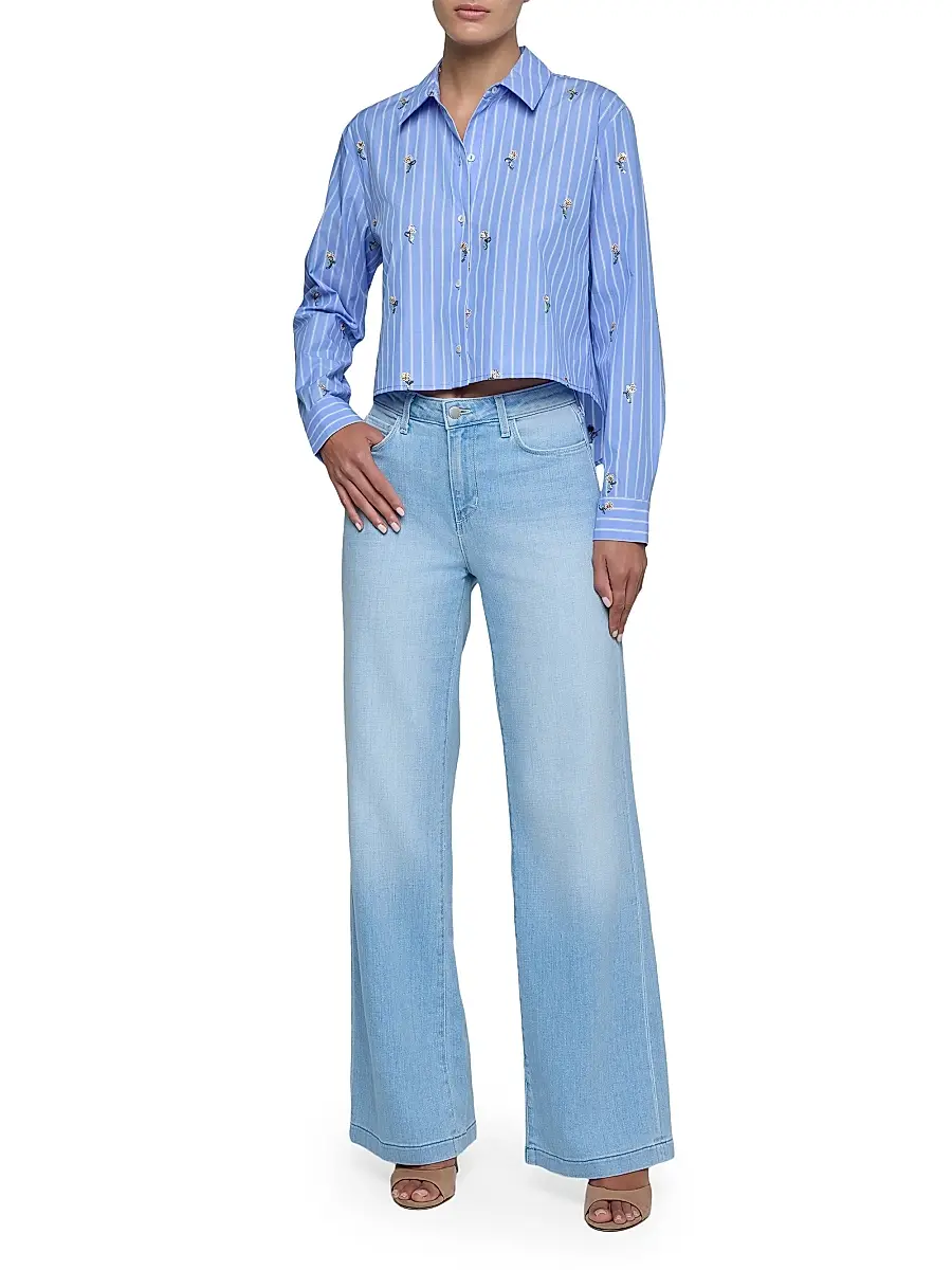 L'Agence Women's Cosette Sequin-Embellished Cropped Shirt | Thumbnail 2 L'Agence Women's Cosette Sequin-Embellished Cropped Shirt | Thumbnail 2