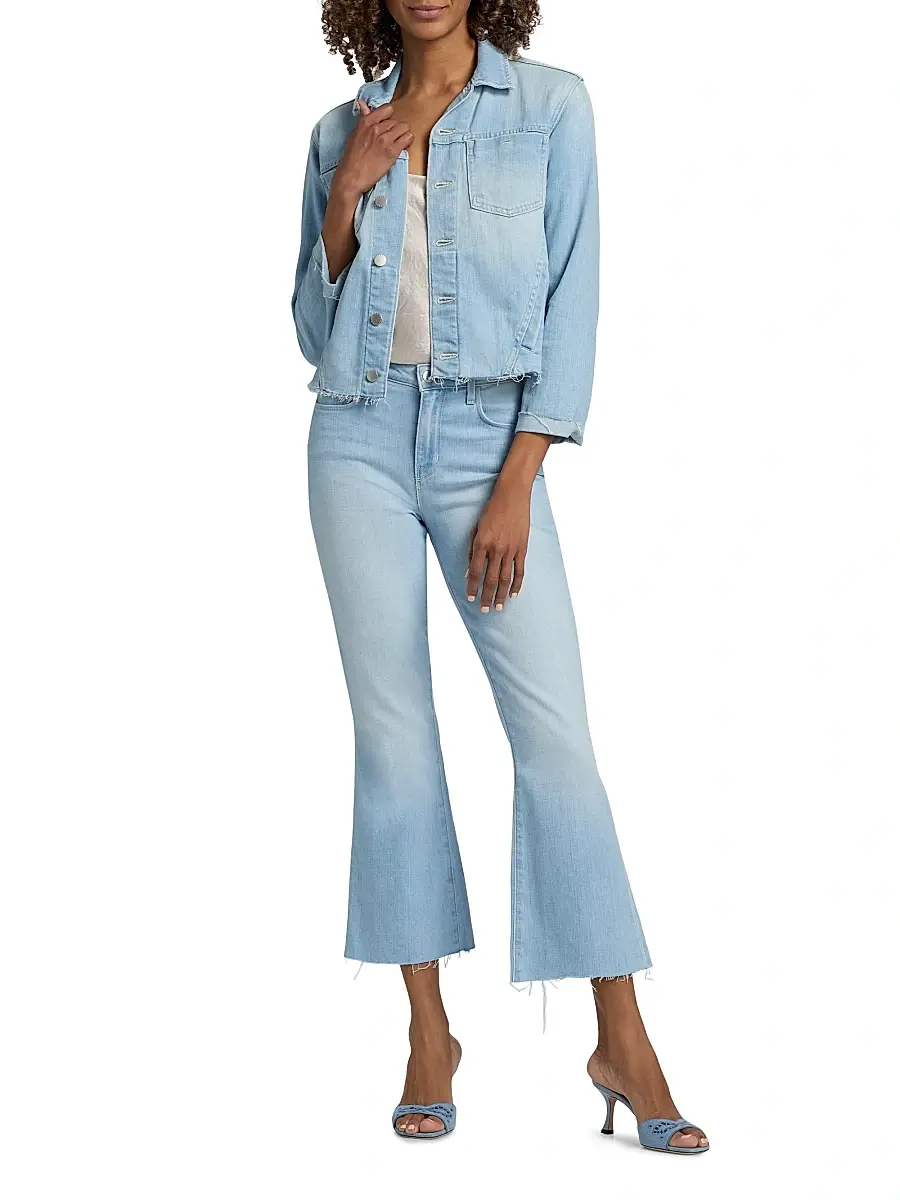 L'Agence Women's Janelle Denim Slim Raw Jacket | Thumbnail 2 L'Agence Women's Janelle Denim Slim Raw Jacket | Thumbnail 2