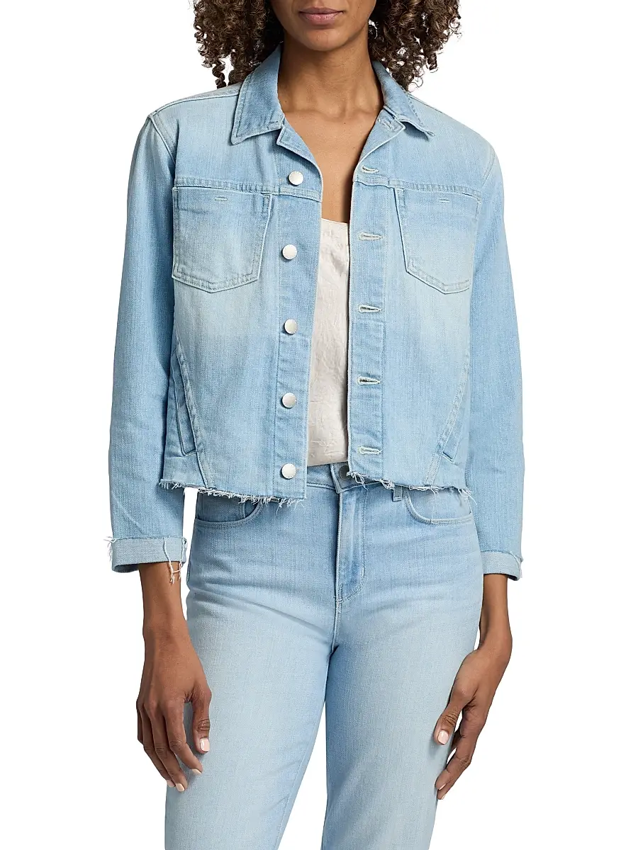 L'Agence Women's Janelle Denim Slim Raw Jacket | Thumbnail 3 L'Agence Women's Janelle Denim Slim Raw Jacket | Thumbnail 3