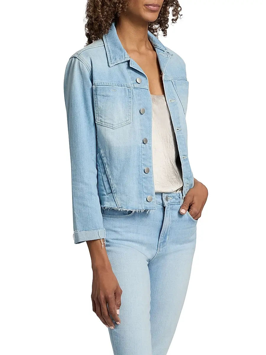 L'Agence Women's Janelle Denim Slim Raw Jacket | Thumbnail 4 L'Agence Women's Janelle Denim Slim Raw Jacket | Thumbnail 4