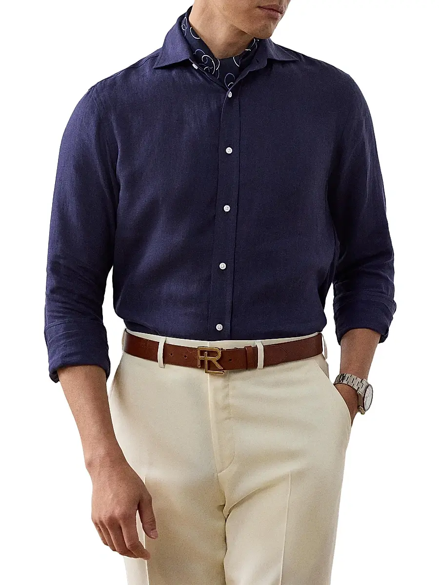 Ralph Lauren Purple Label Men's Linen Shirt | Thumbnail 2 Ralph Lauren Purple Label Men's Linen Shirt | Thumbnail 2